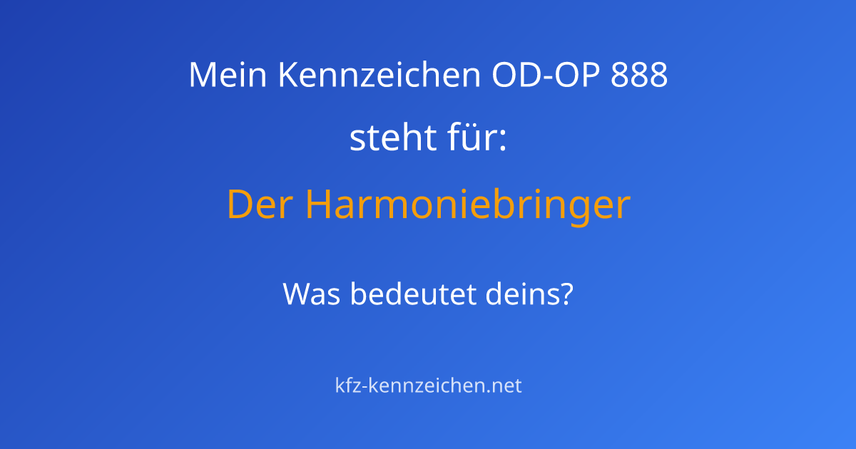 Numerologie-Analyse für Kennzeichen OD-OP 888