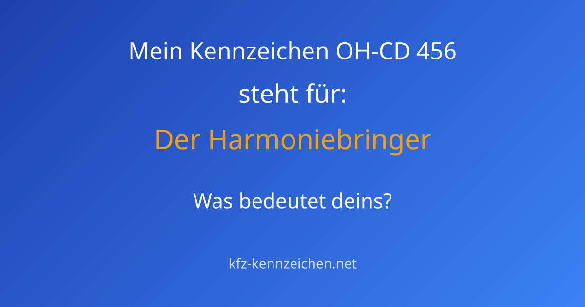 Numerologie-Analyse für Kennzeichen OH-CD 456