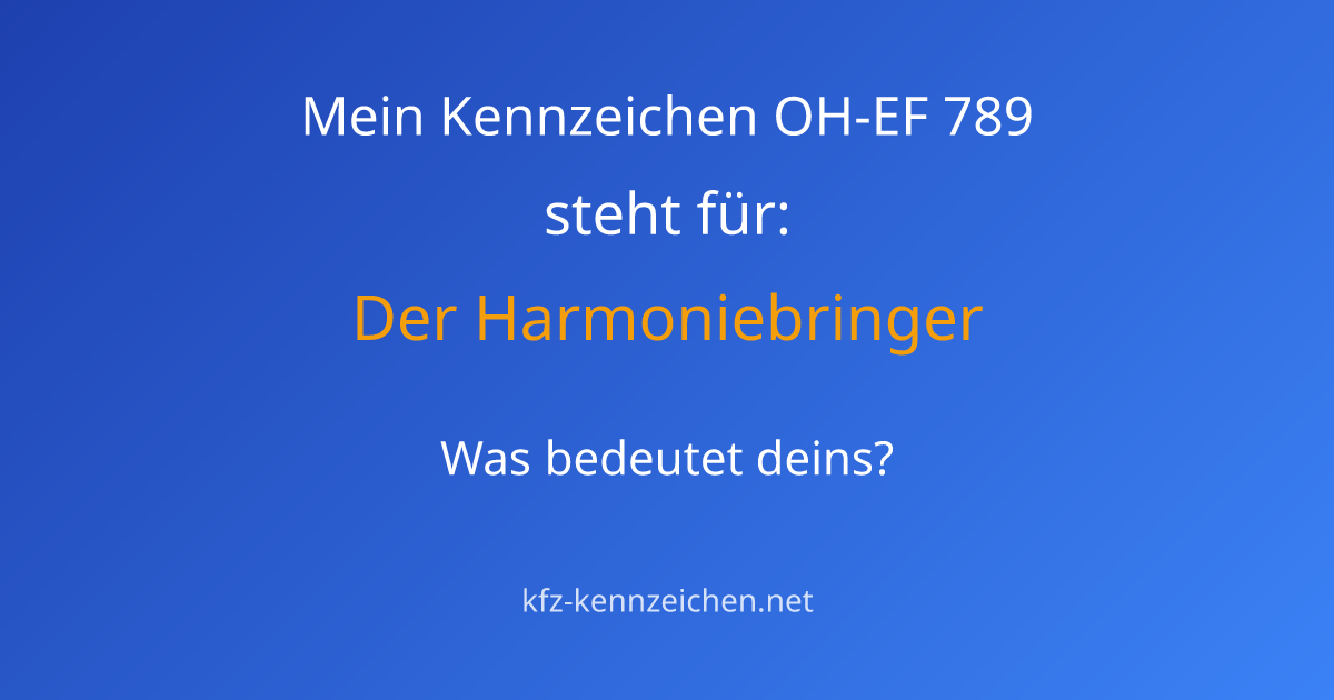 Numerologie-Analyse für Kennzeichen OH-EF 789