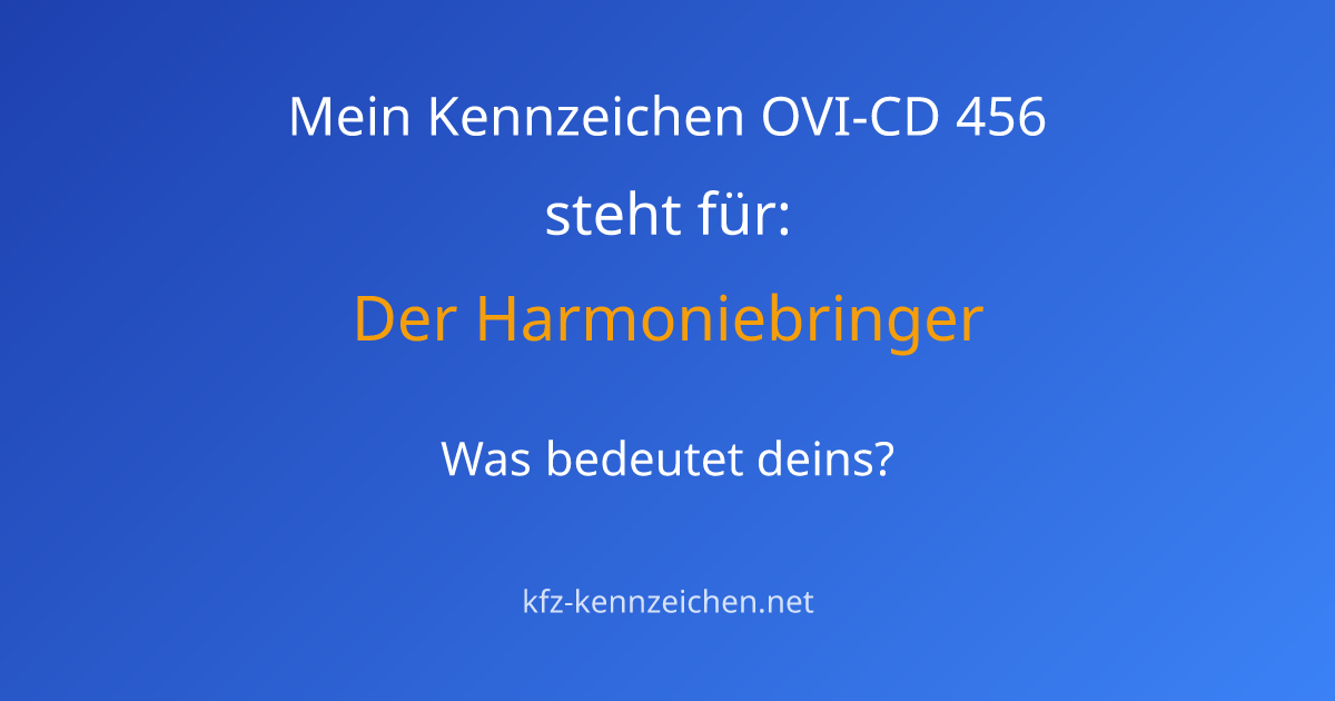 Numerologie-Analyse für Kennzeichen OVI-CD 456