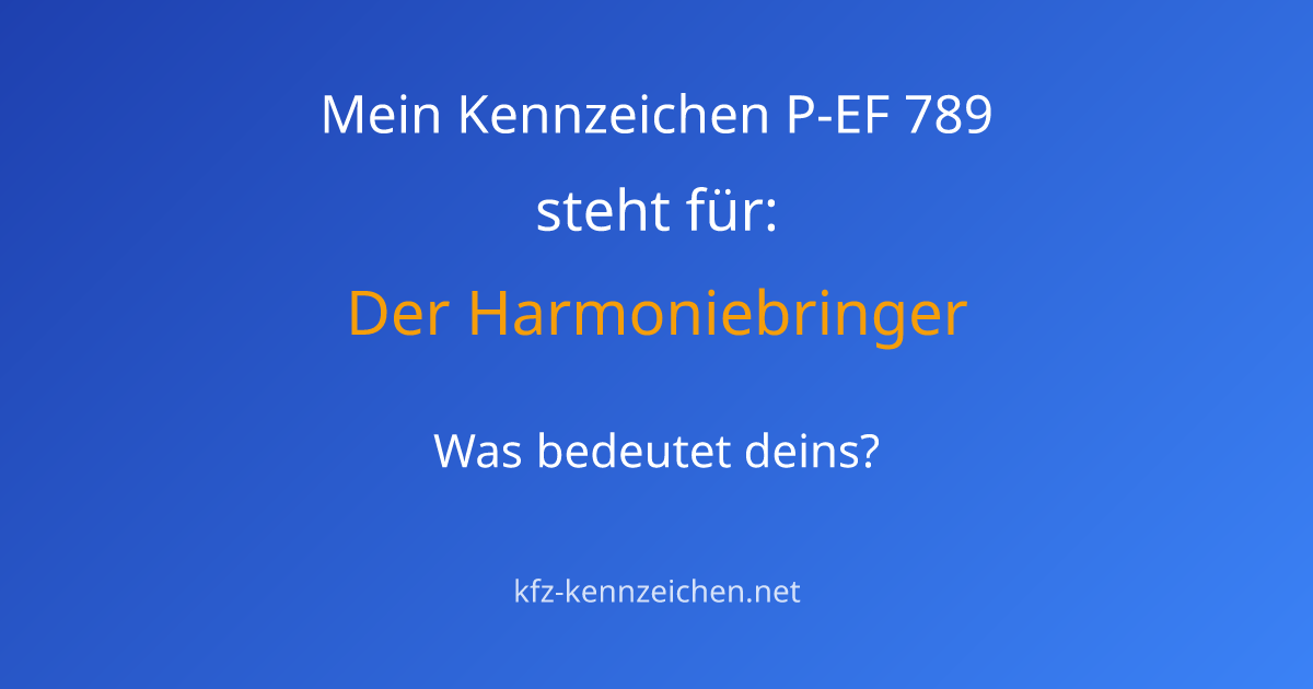 Numerologie-Analyse für Kennzeichen P-EF 789