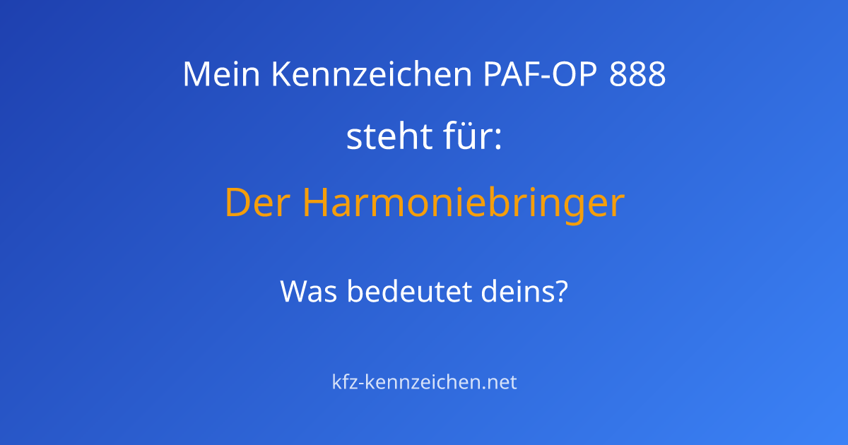 Numerologie-Analyse für Kennzeichen PAF-OP 888