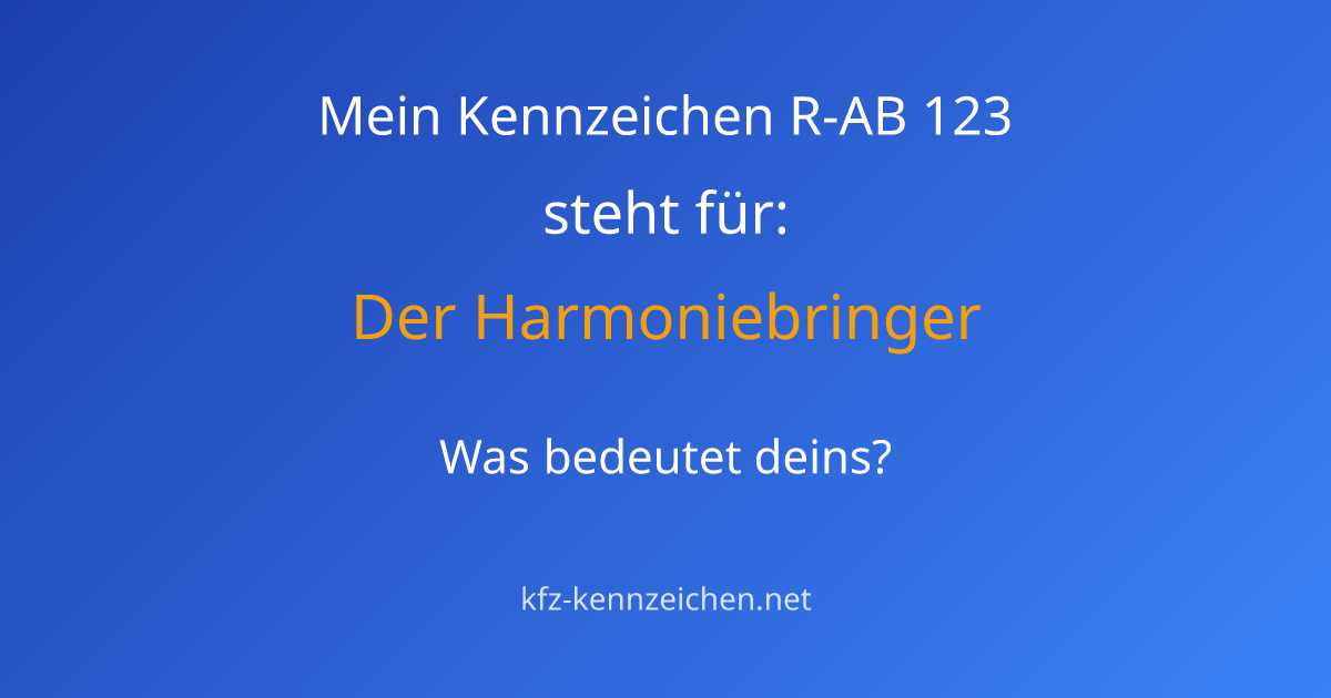Numerologie-Analyse für Kennzeichen R-AB 123