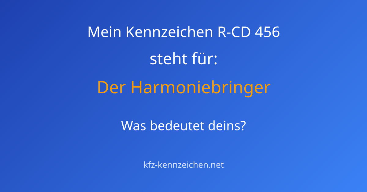 Numerologie-Analyse für Kennzeichen R-CD 456