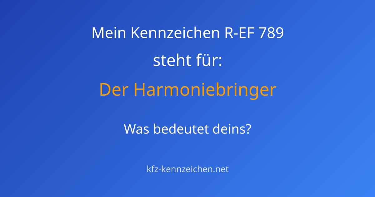 Numerologie-Analyse für Kennzeichen R-EF 789