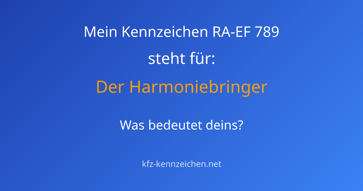 Numerologie-Analyse für Kennzeichen RA-EF 789