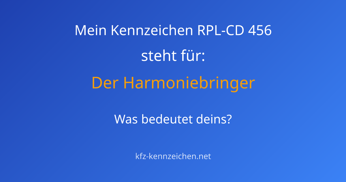 Numerologie-Analyse für Kennzeichen RPL-CD 456