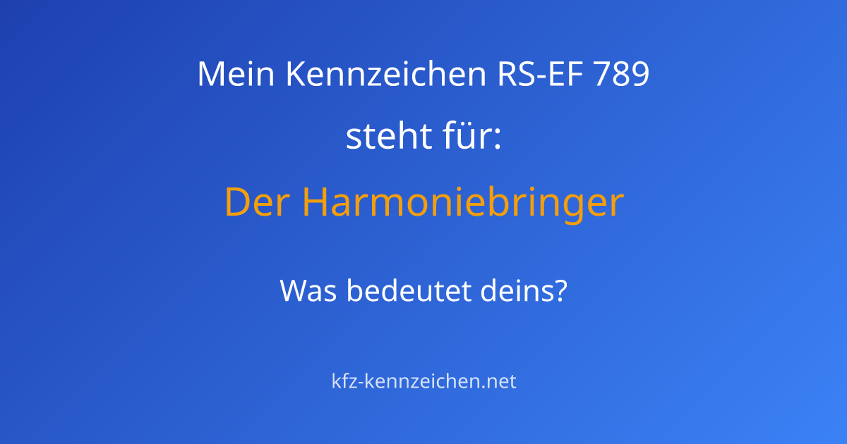 Numerologie-Analyse für Kennzeichen RS-EF 789