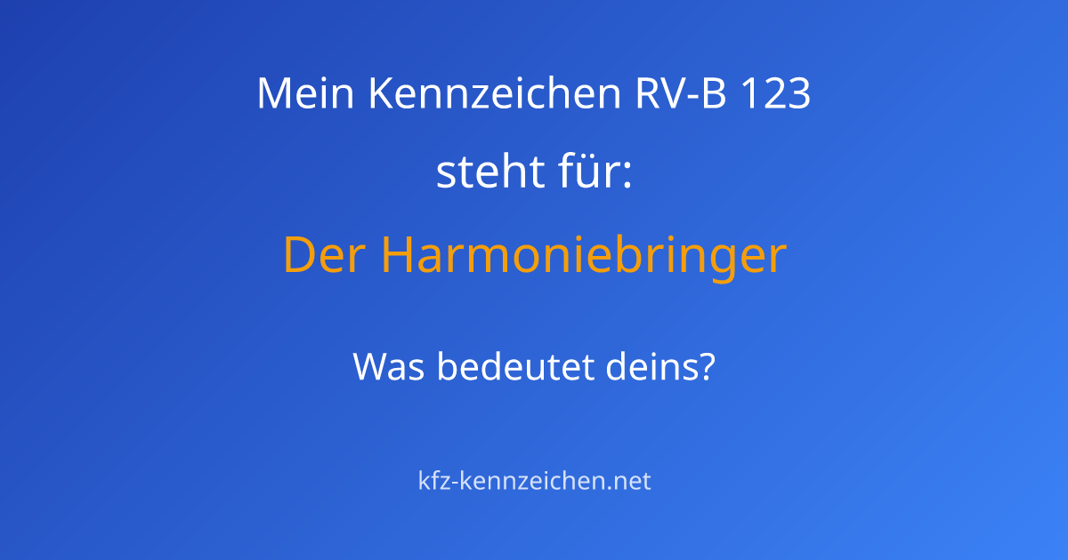 Numerologie-Analyse für Kennzeichen RV-B 123