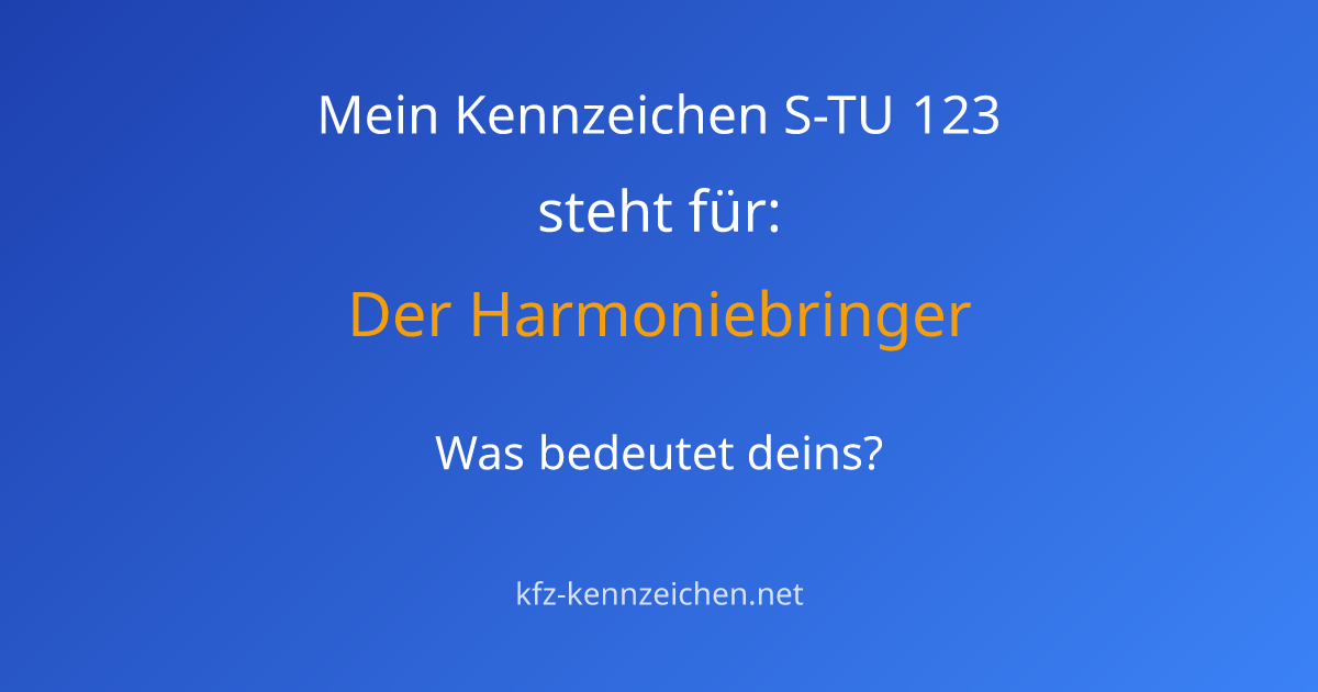 Numerologie-Analyse für Kennzeichen S-TU 123