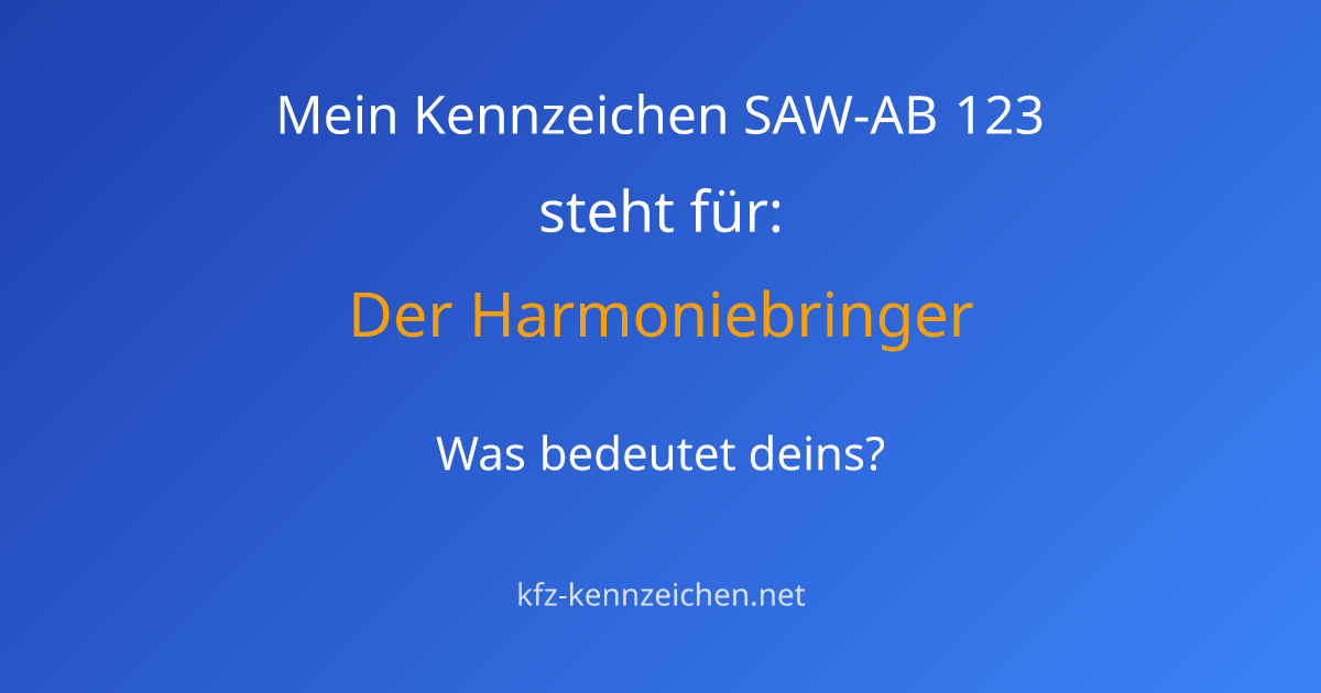 Numerologie-Analyse für Kennzeichen SAW-AB 123