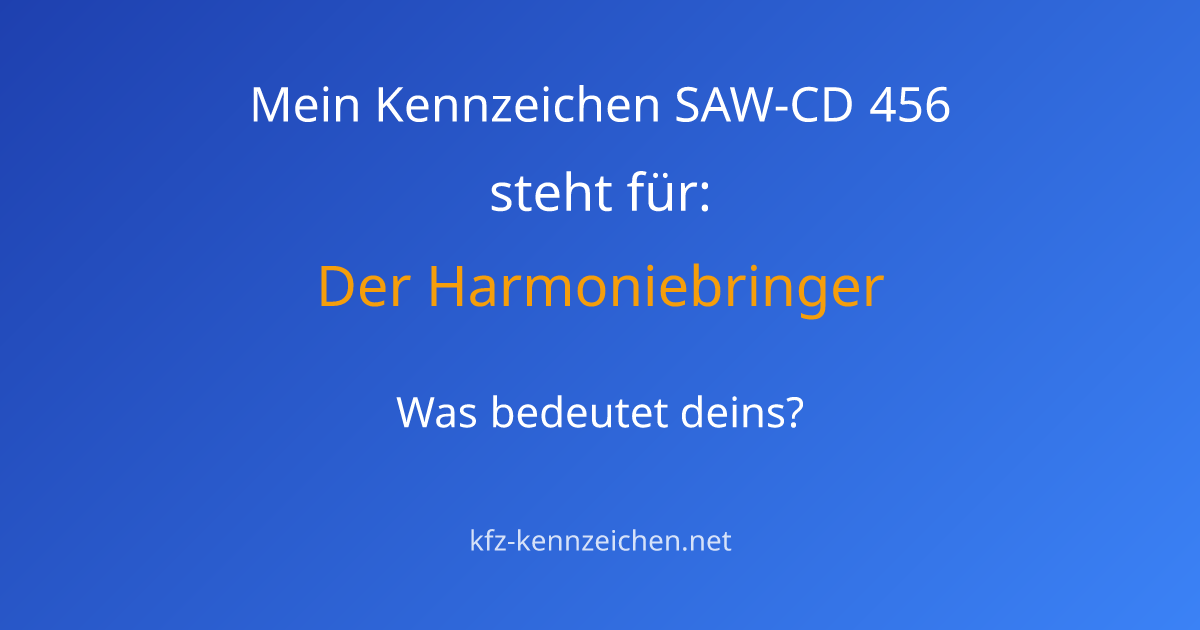 Numerologie-Analyse für Kennzeichen SAW-CD 456