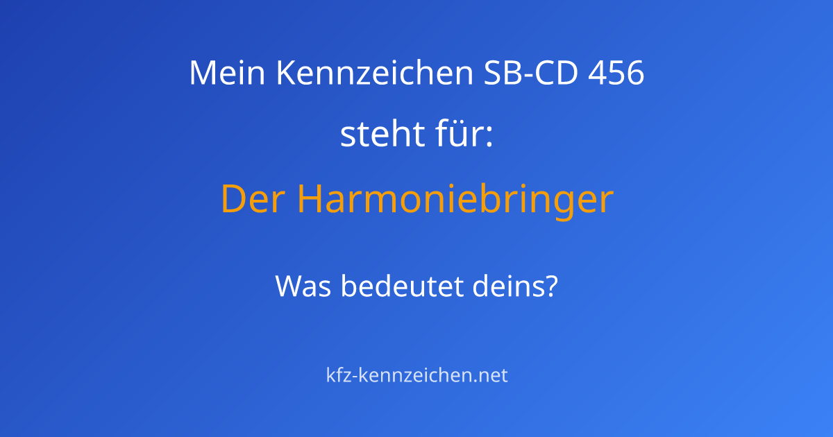 Numerologie-Analyse für Kennzeichen SB-CD 456