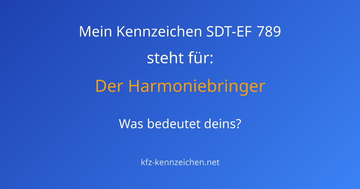 Numerologie-Analyse für Kennzeichen SDT-EF 789