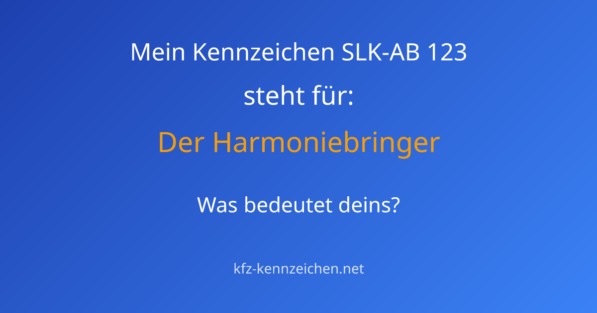 Numerologie-Analyse für Kennzeichen SLK-AB 123