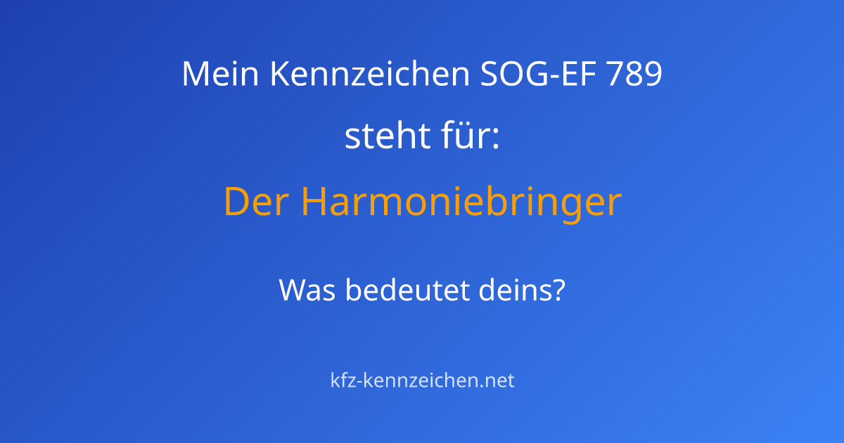 Numerologie-Analyse für Kennzeichen SOG-EF 789