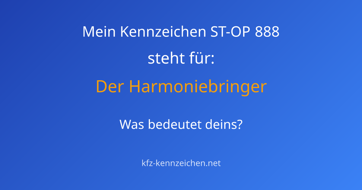 Numerologie-Analyse für Kennzeichen ST-OP 888