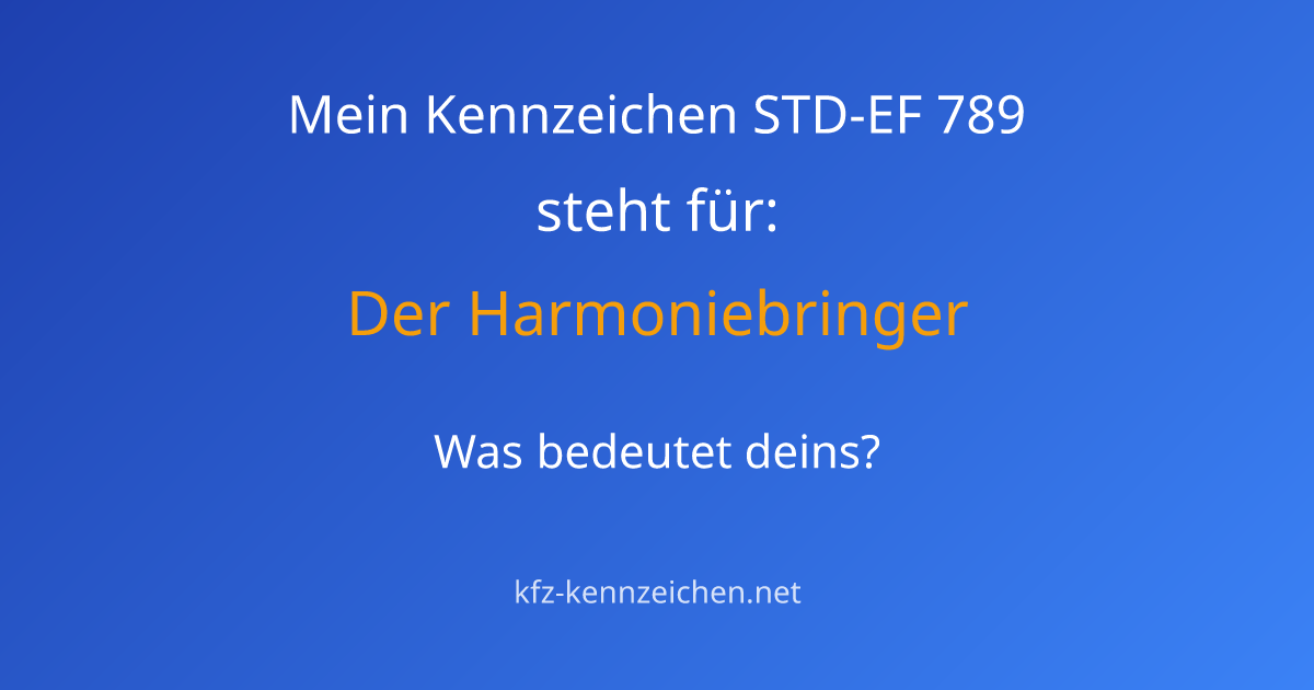 Numerologie-Analyse für Kennzeichen STD-EF 789