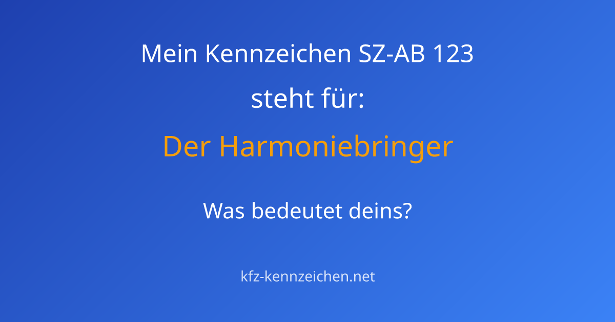 Numerologie-Analyse für Kennzeichen SZ-AB 123