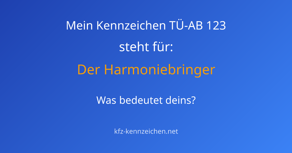 Numerologie-Analyse für Kennzeichen TÜ-AB 123