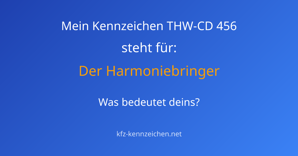 Numerologie-Analyse für Kennzeichen THW-CD 456