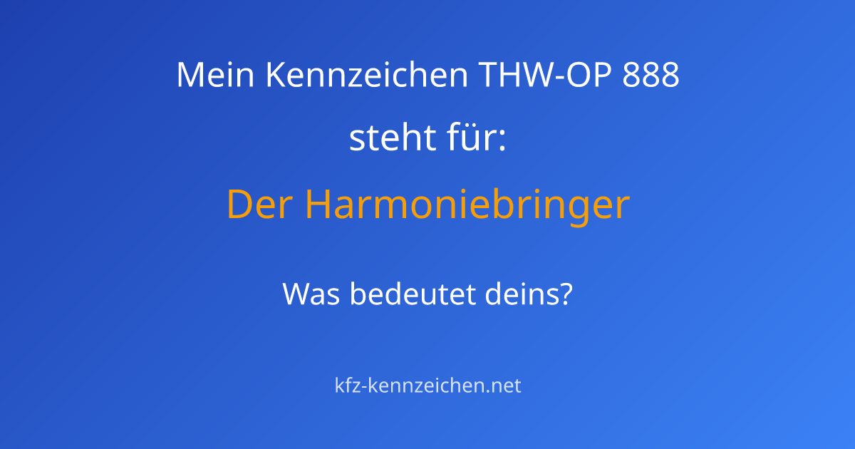 Numerologie-Analyse für Kennzeichen THW-OP 888