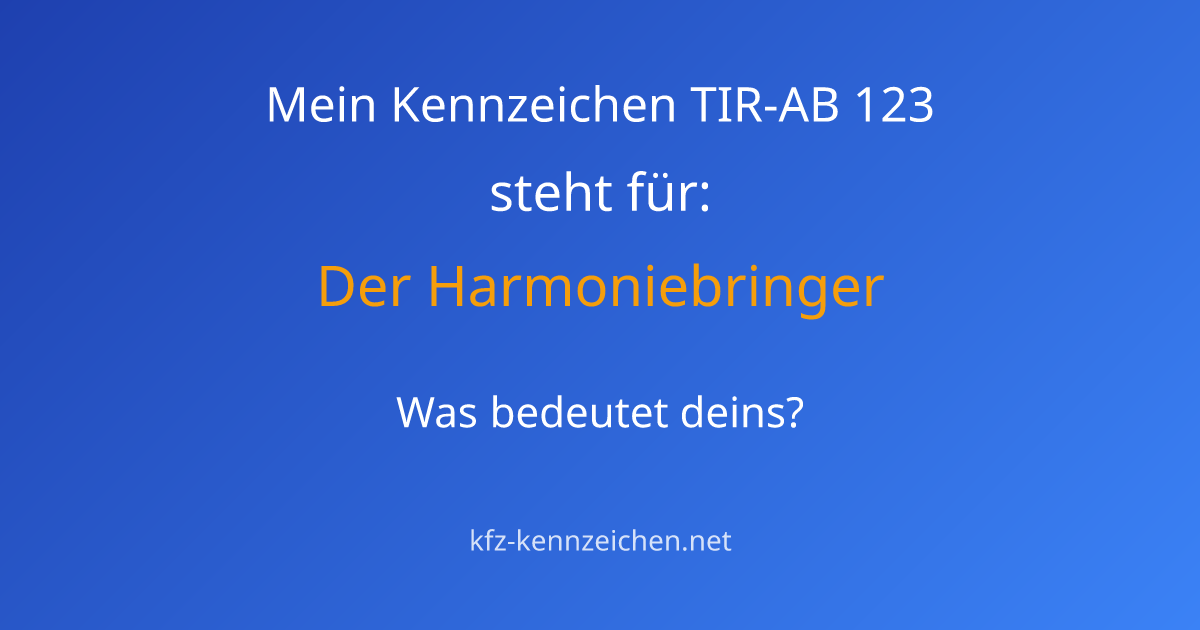 Numerologie-Analyse für Kennzeichen TIR-AB 123