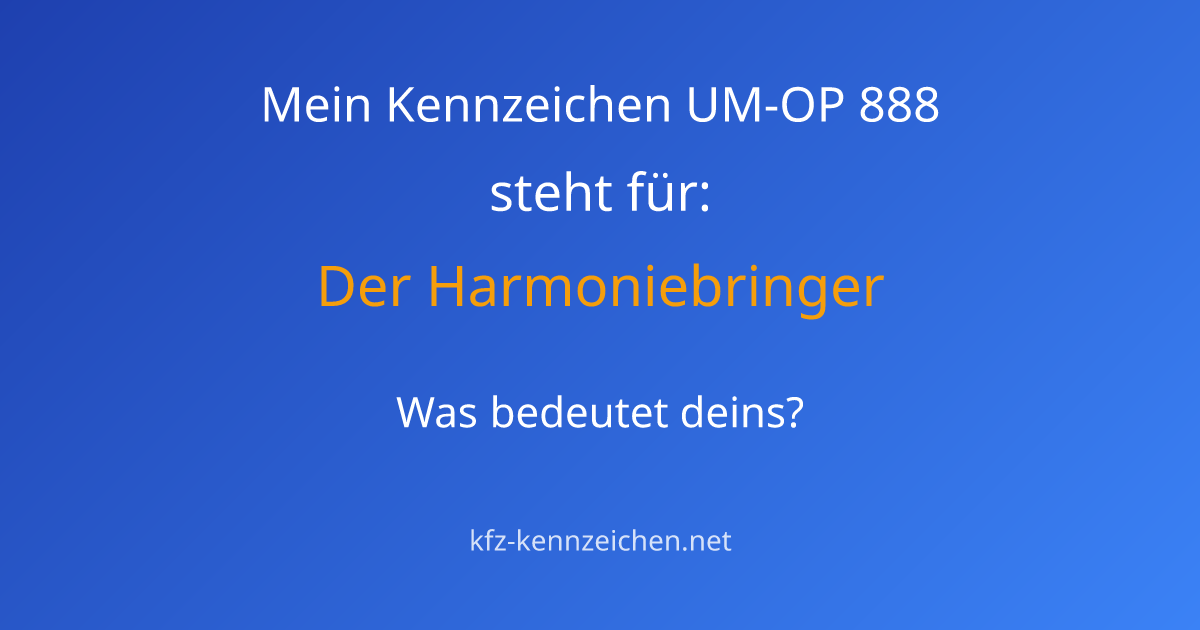 Numerologie-Analyse für Kennzeichen UM-OP 888