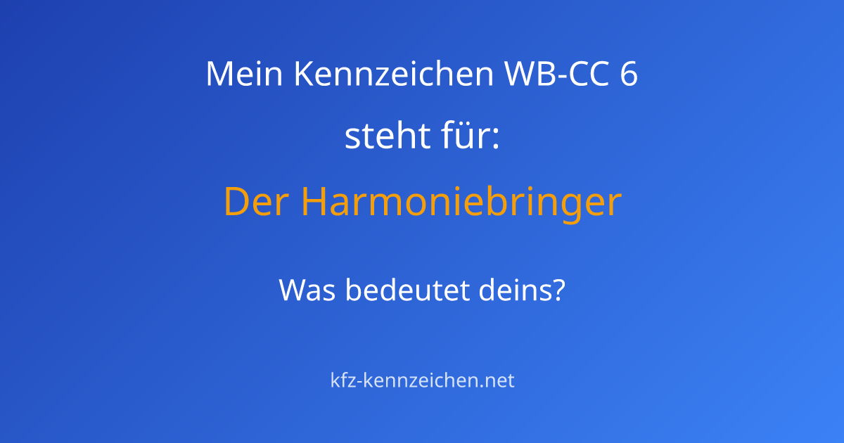 Numerologie-Analyse für Kennzeichen WB-CC 6