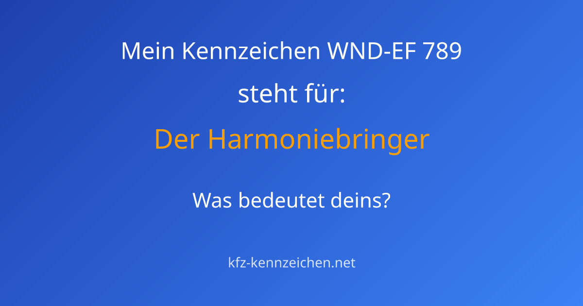 Numerologie-Analyse für Kennzeichen WND-EF 789