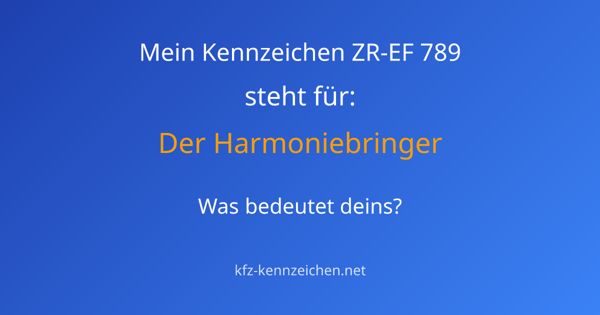 Numerologie-Analyse für Kennzeichen ZR-EF 789