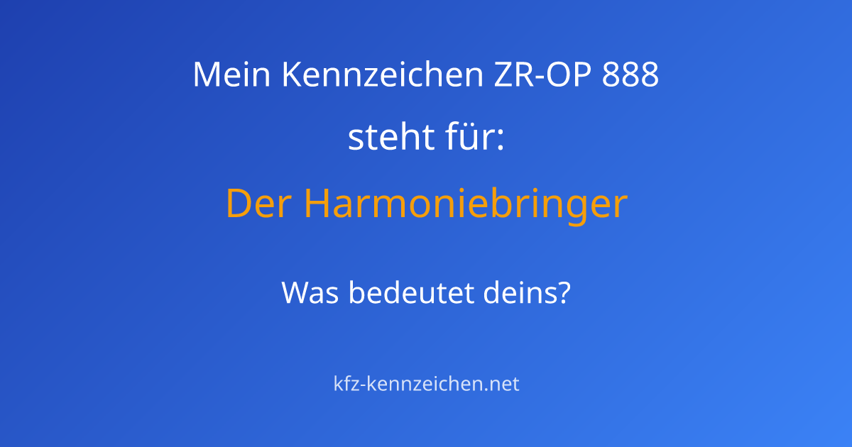 Numerologie-Analyse für Kennzeichen ZR-OP 888