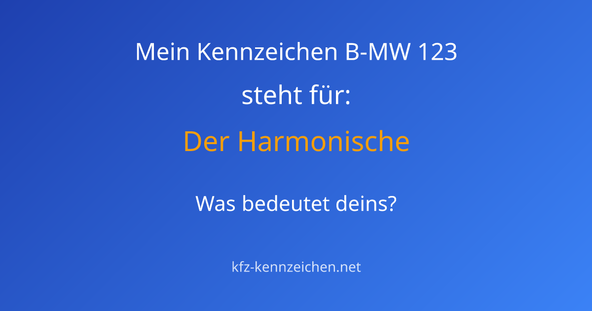 Numerologie-Analyse für Kennzeichen B-MW 123