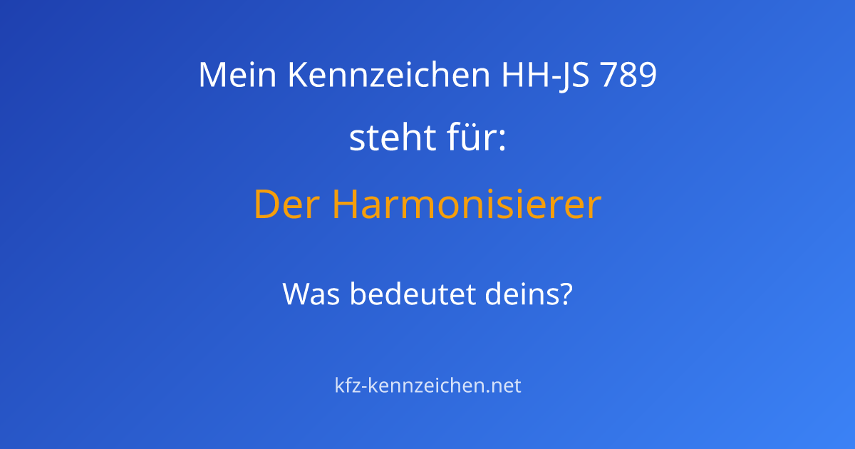 Numerologie-Analyse für Kennzeichen HH-JS 789