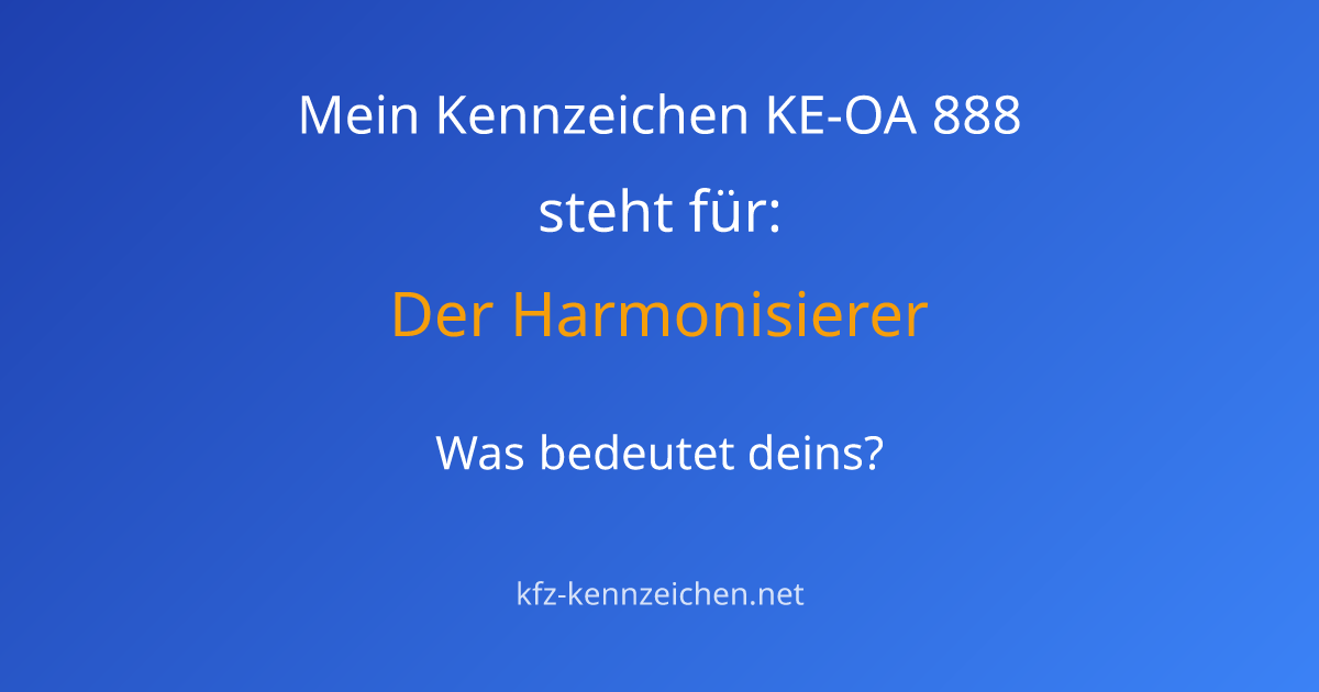 Numerologie-Analyse für Kennzeichen KE-OA 888