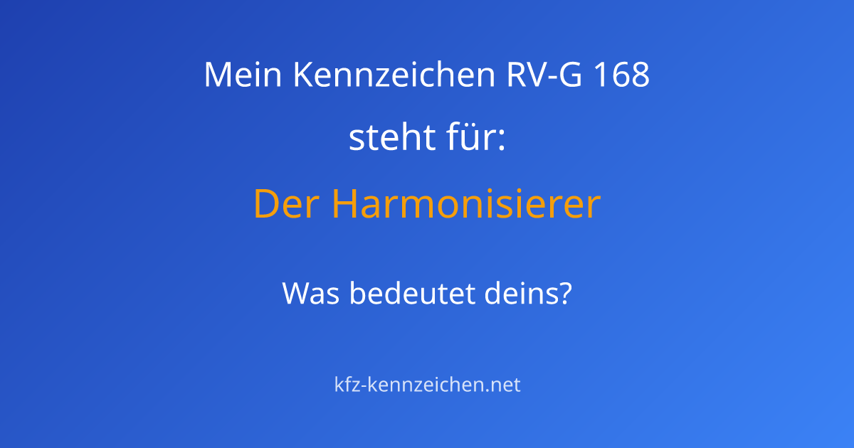 Numerologie-Analyse für Kennzeichen RV-G 168