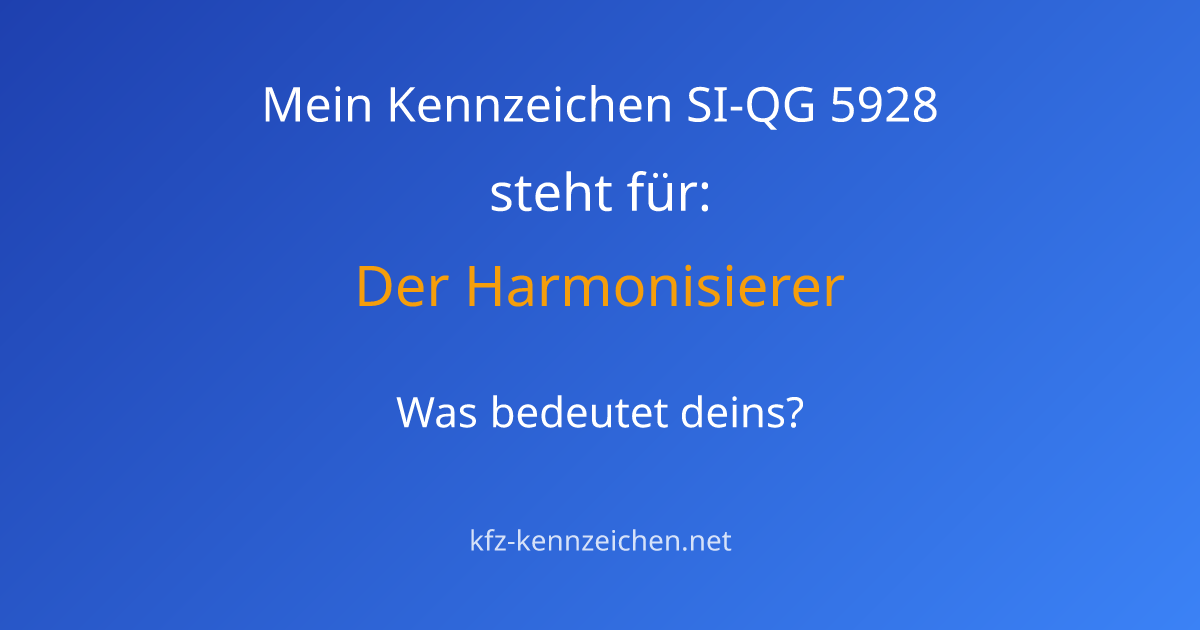 Numerologie-Analyse für Kennzeichen SI-QG 5928