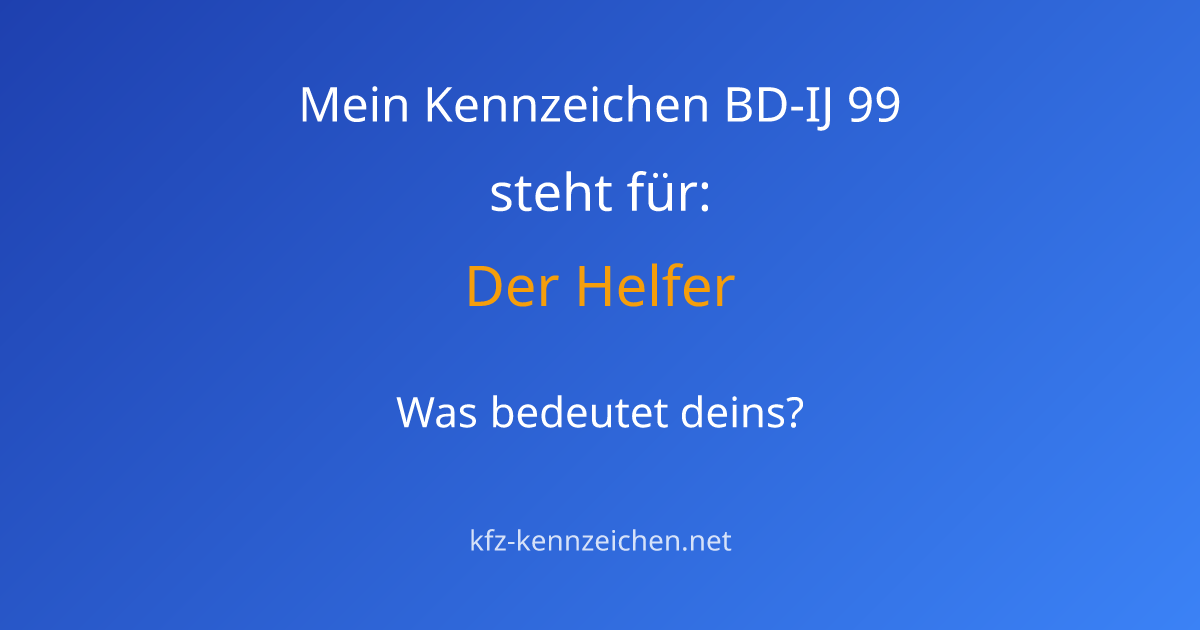 Numerologie-Analyse für Kennzeichen BD-IJ 99