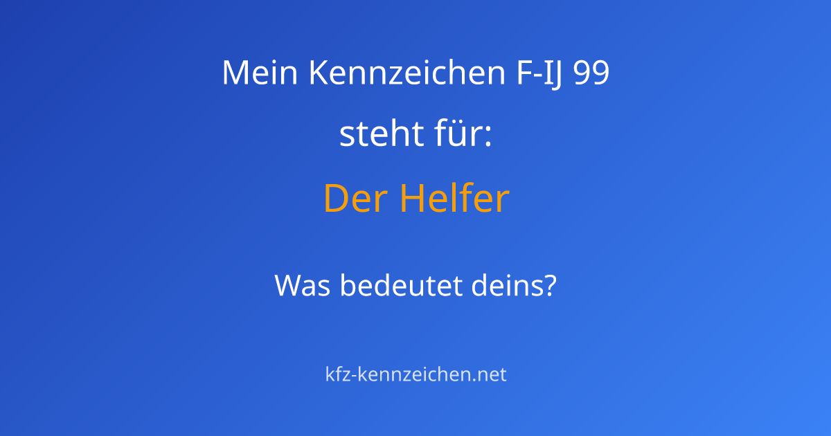 Numerologie-Analyse für Kennzeichen F-IJ 99