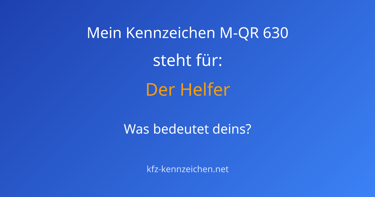 Numerologie-Analyse für Kennzeichen M-QR 630