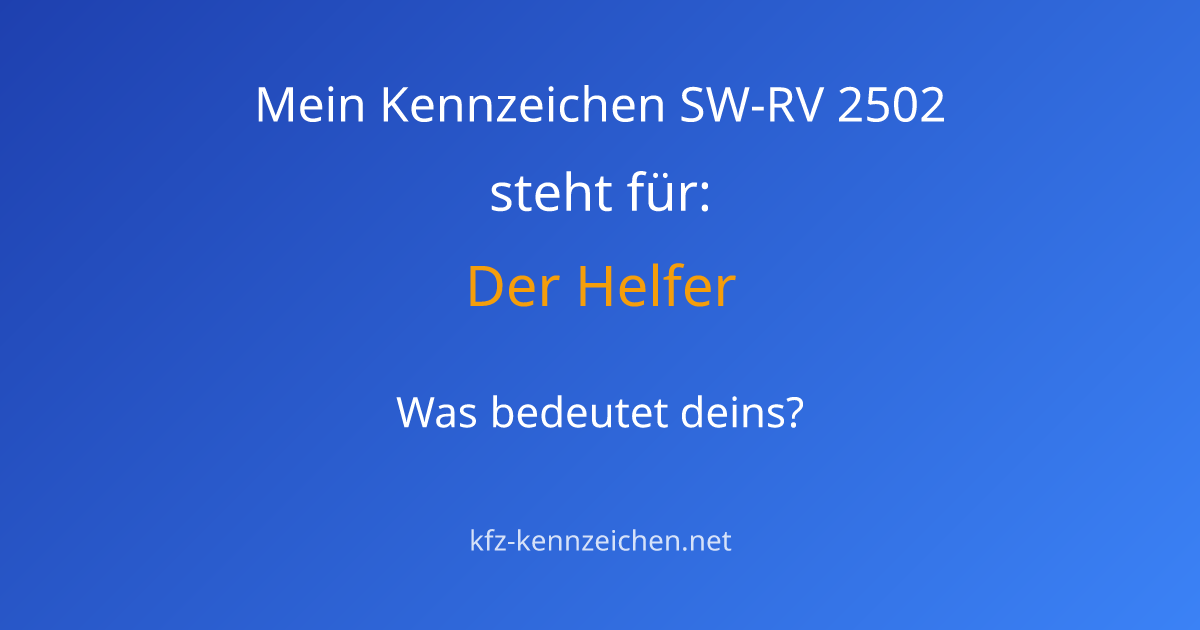 Numerologie-Analyse für Kennzeichen SW-RV 2502