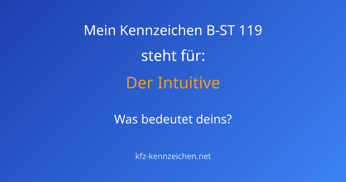 Numerologie-Analyse für Kennzeichen B-ST 119