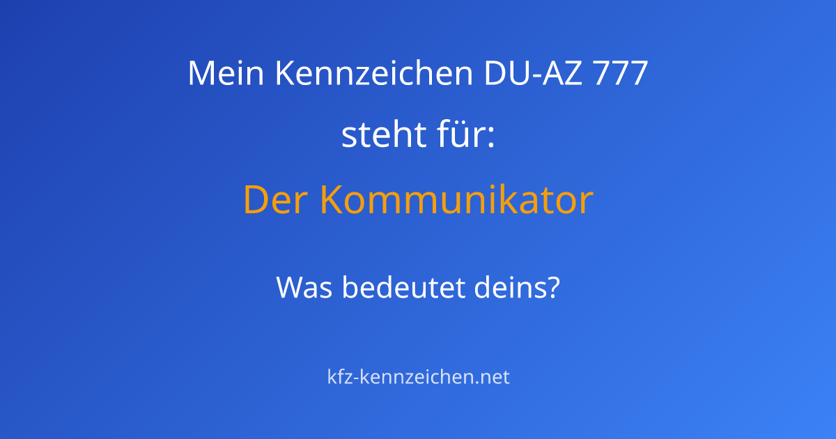 Numerologie-Analyse für Kennzeichen DU-AZ 777
