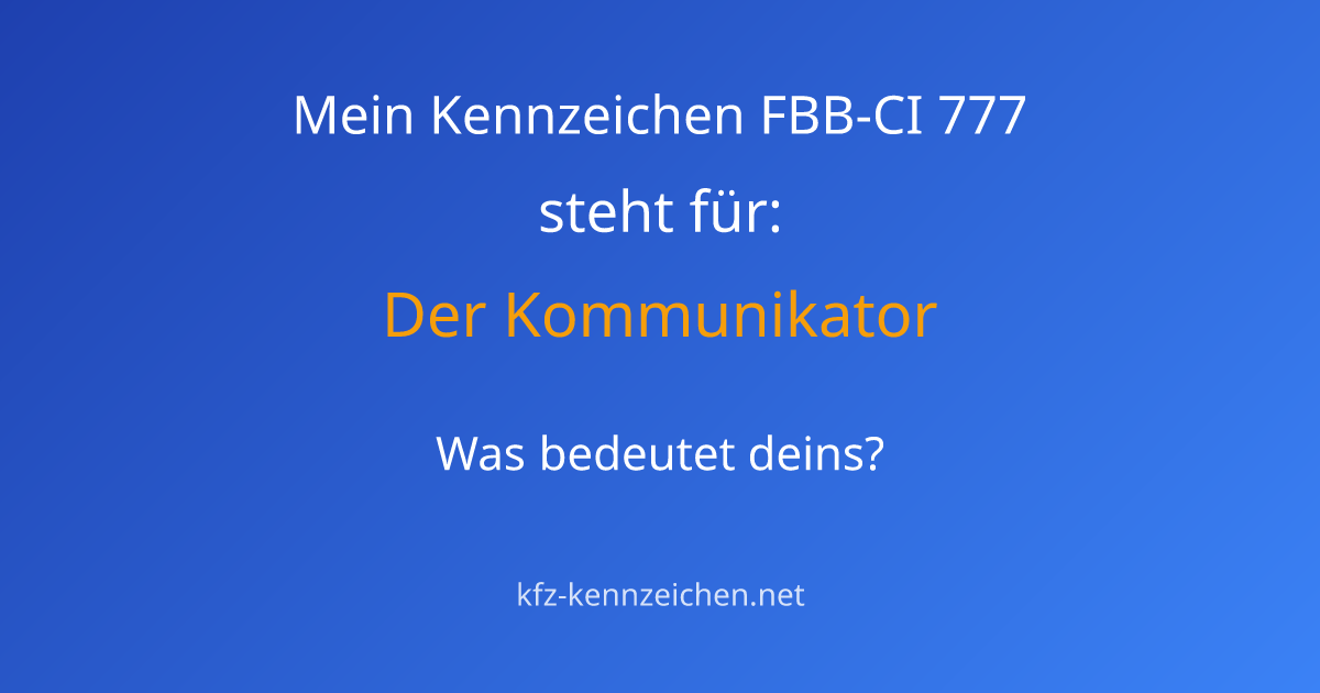 Numerologie-Analyse für Kennzeichen FBB-CI 777