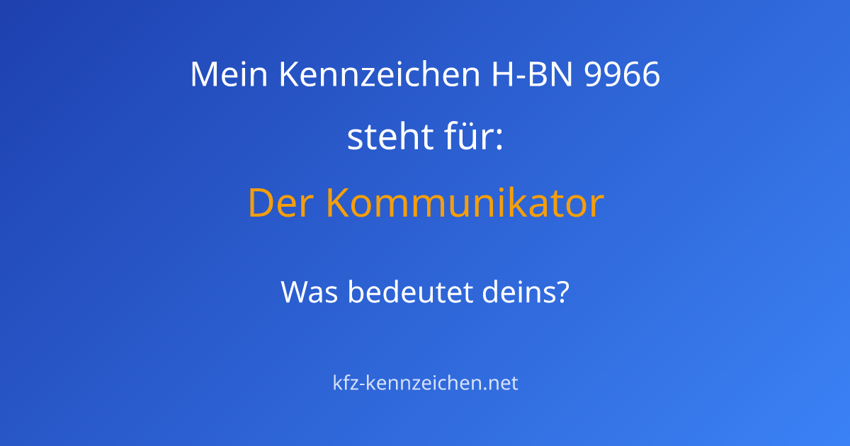Numerologie-Analyse für Kennzeichen H-BN 9966