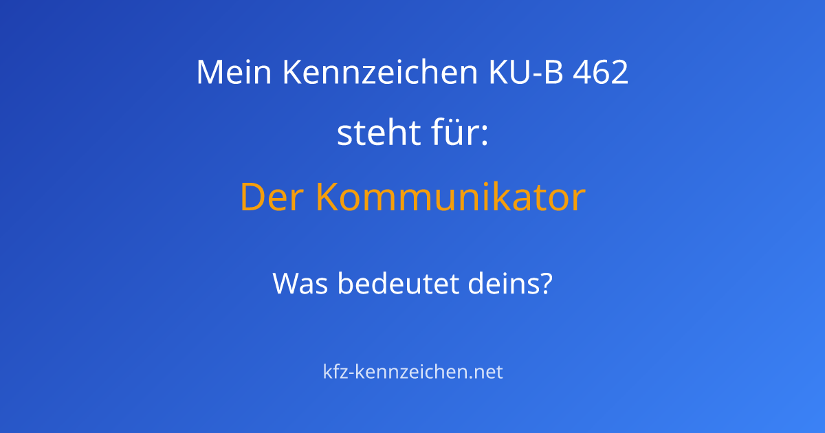 Numerologie-Analyse für Kennzeichen KU-B 462