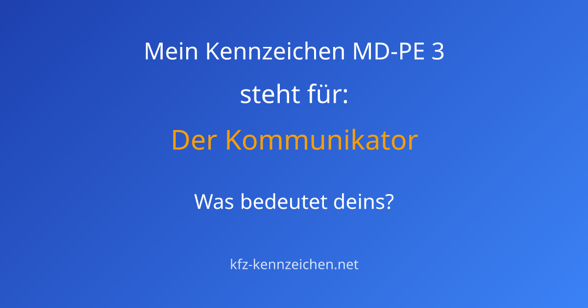 Numerologie-Analyse für Kennzeichen MD-PE 3