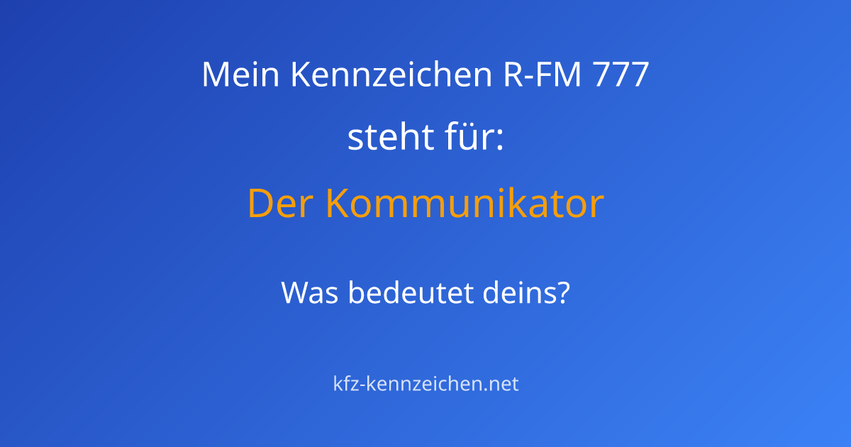 Numerologie-Analyse für Kennzeichen R-FM 777