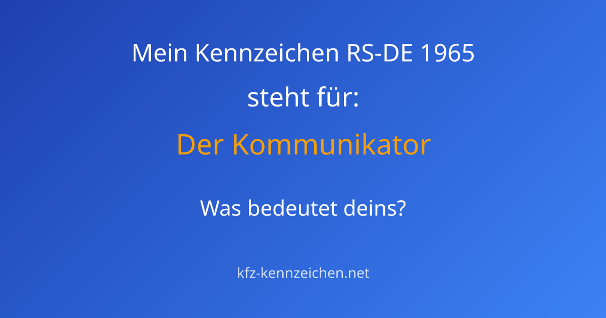 Numerologie-Analyse für Kennzeichen RS-DE 1965
