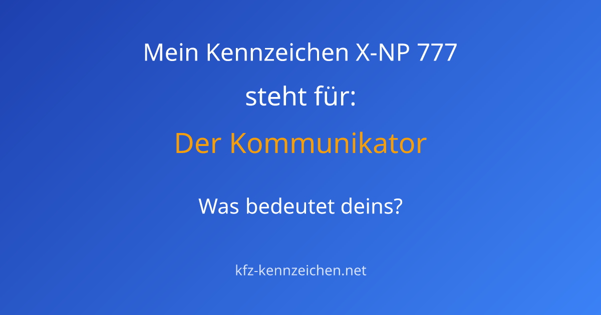 Numerologie-Analyse für Kennzeichen X-NP 777